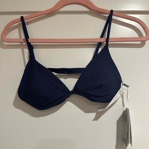 Rip Curl Modern Rib Fixed Triangle Bikini Top Size Small, Navy